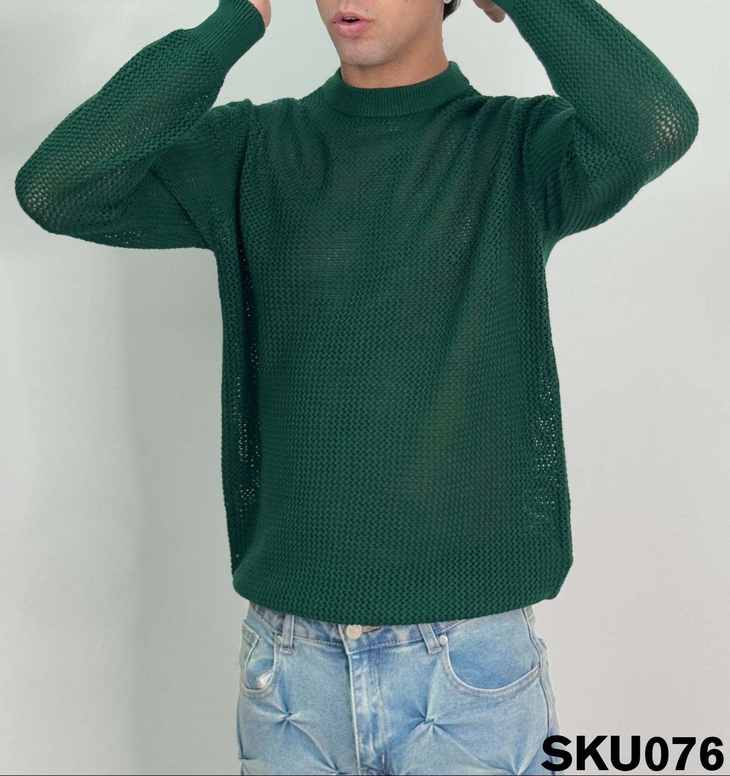 Maglione traforato verde XAVI