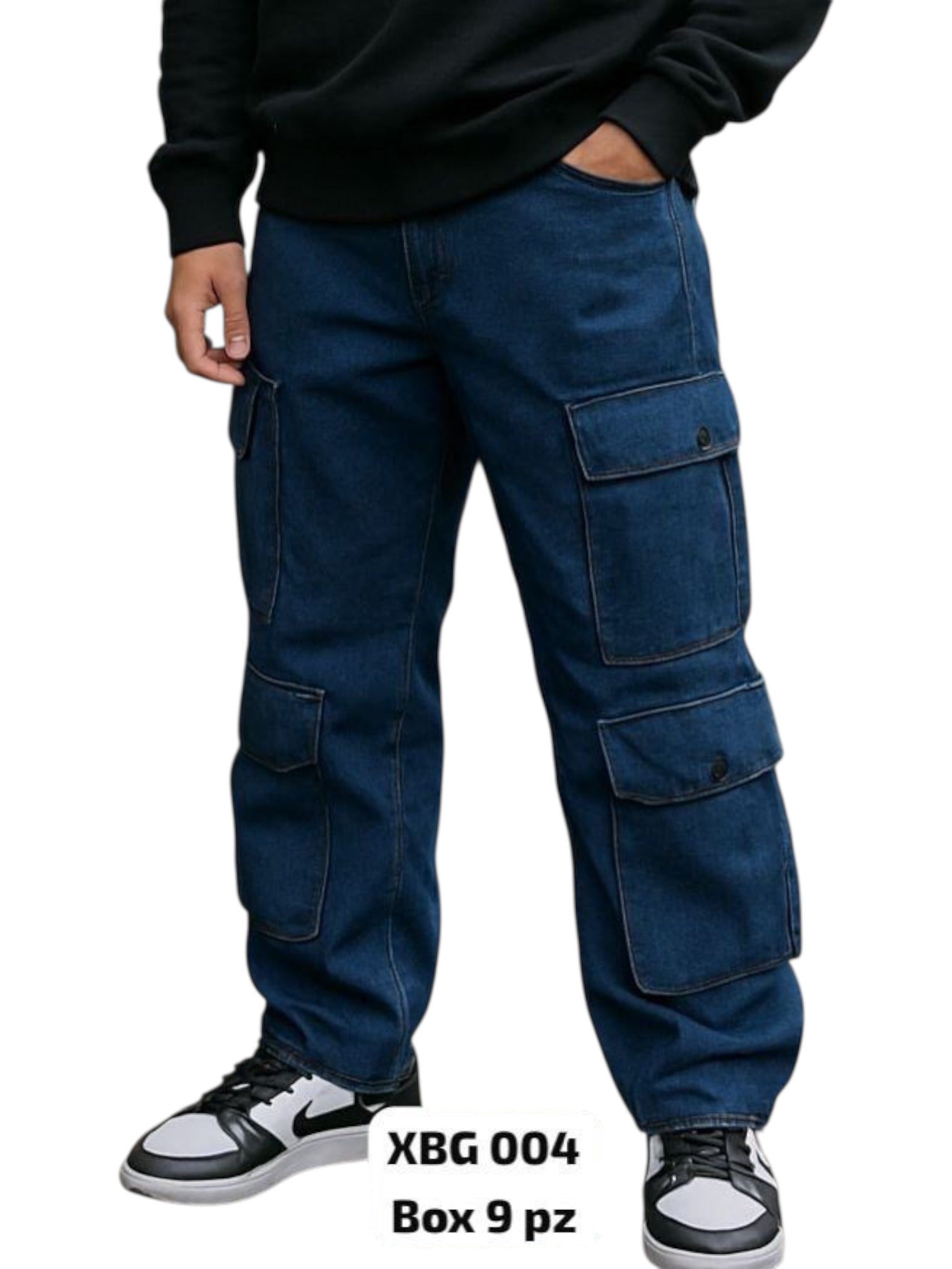Jeans baggy con tasconi in cotone