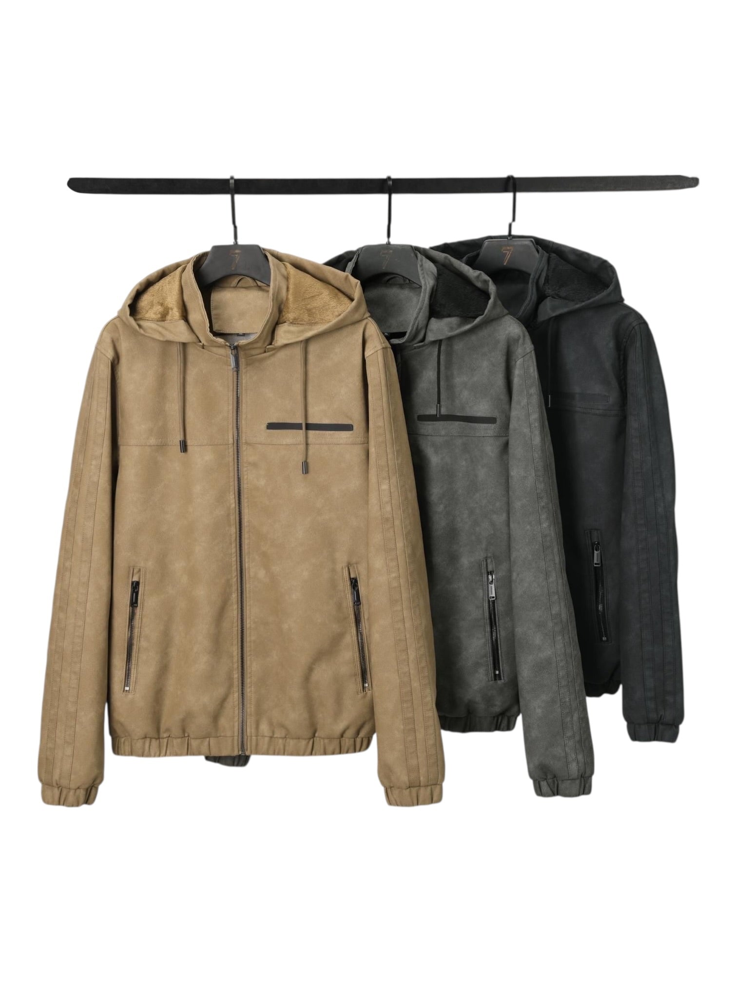 Giubbotto in ecopelle con cappuccio e zip