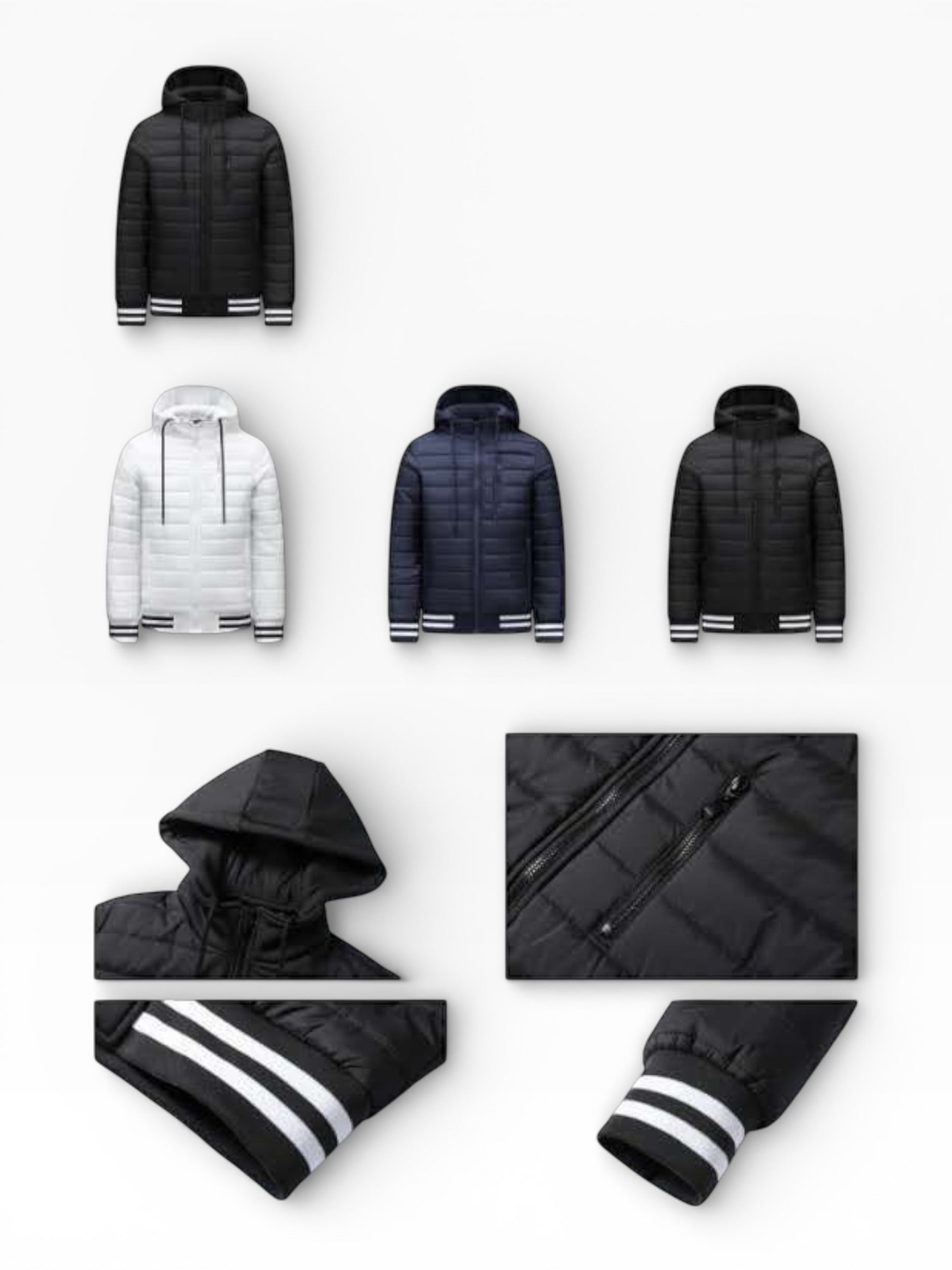 Giubbino con zip e cappuccio con lacci