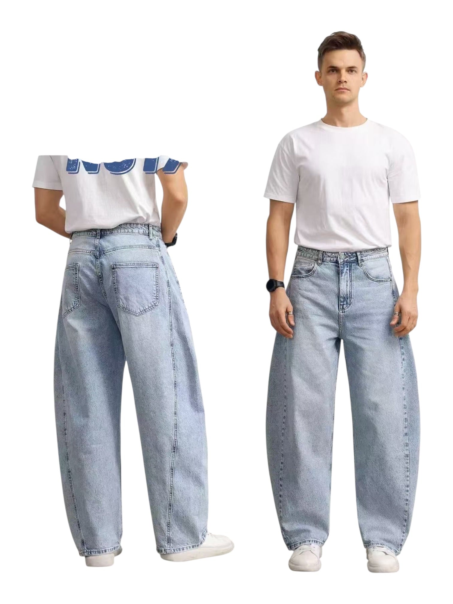 Jeans ballon fit comodo in cotone