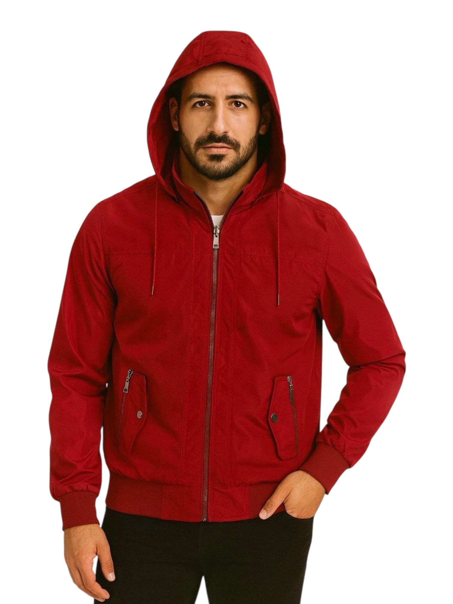 Giubbotto con zip e cappuccio staccabile