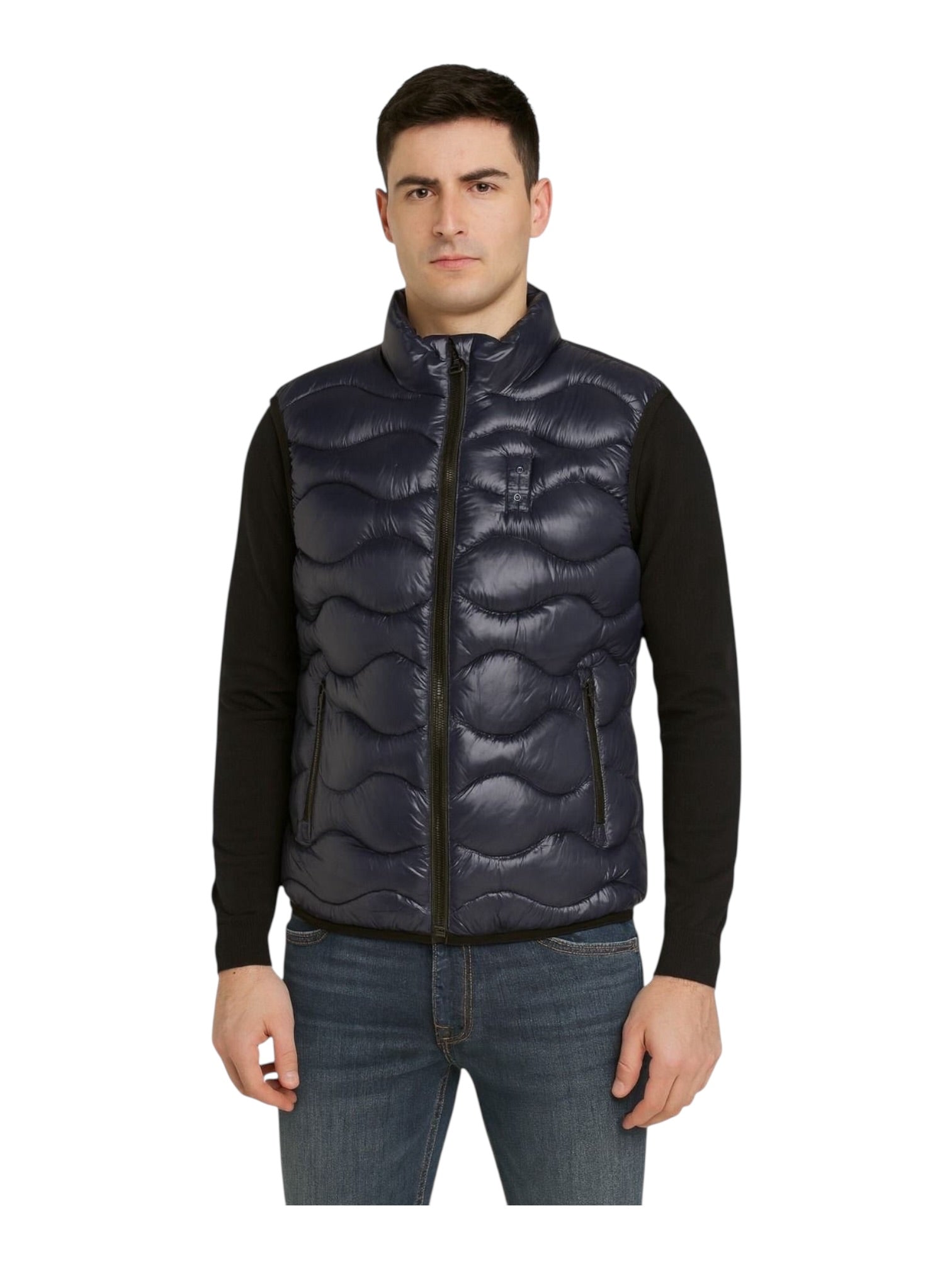 Giubbino smanicato con zip ondulato