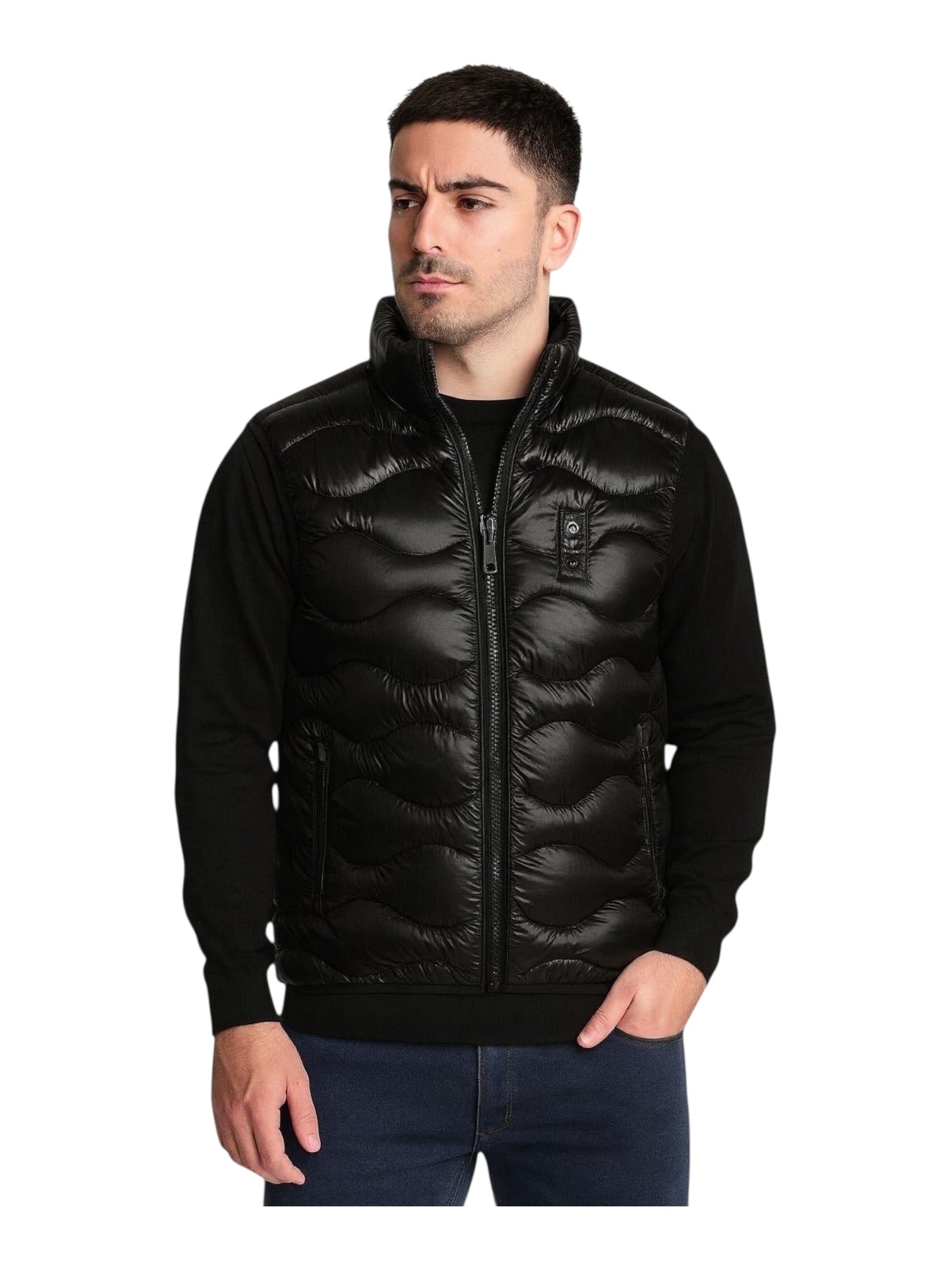 Giubbino smanicato con zip ondulato