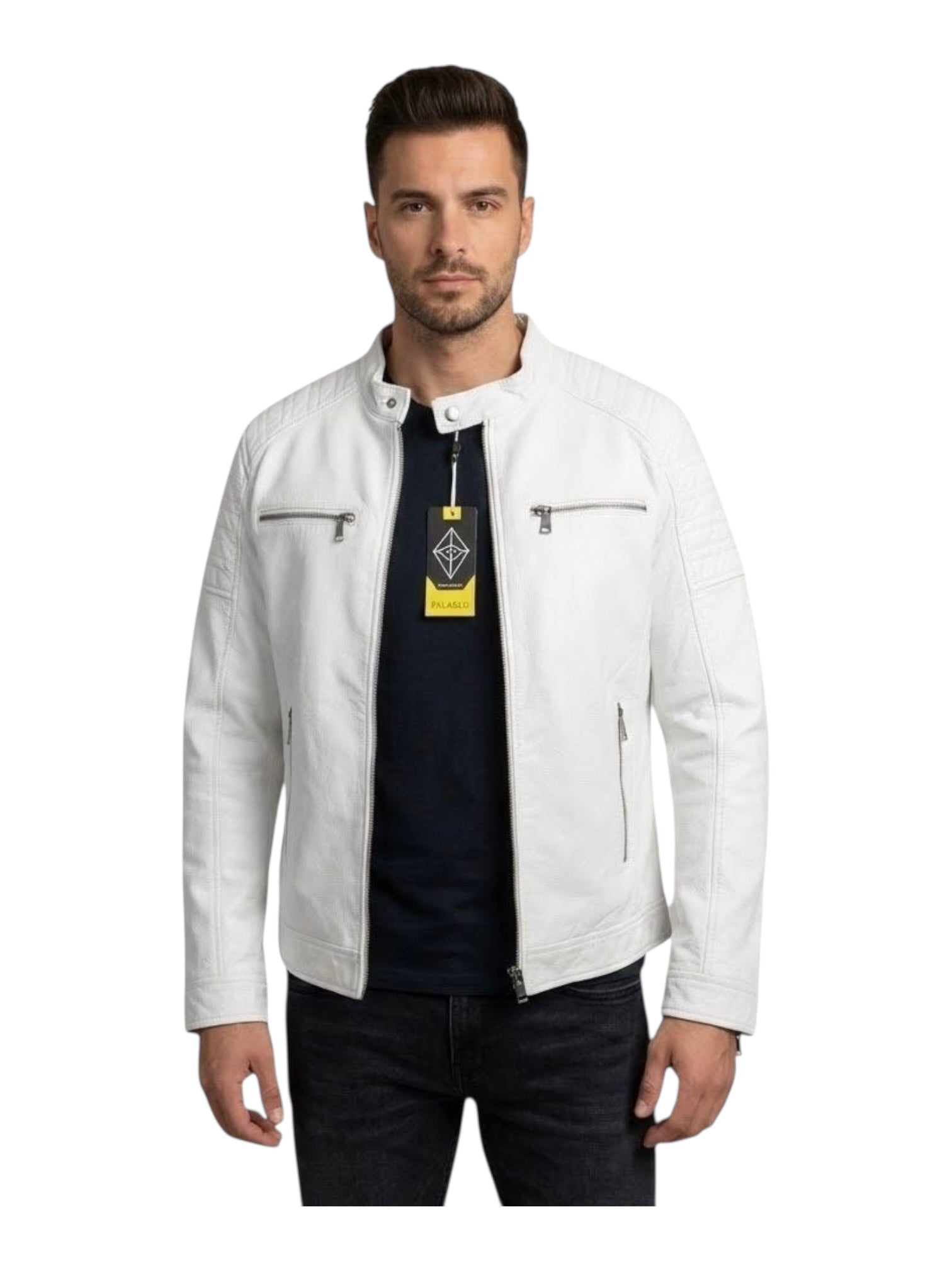 Giacca ecopelle con taschini