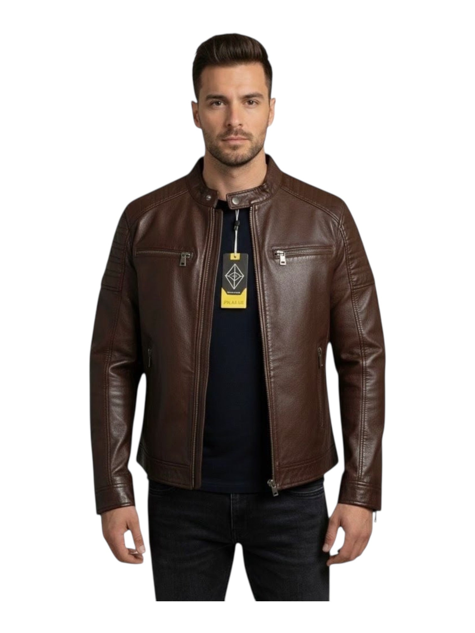 Giacca ecopelle con taschini