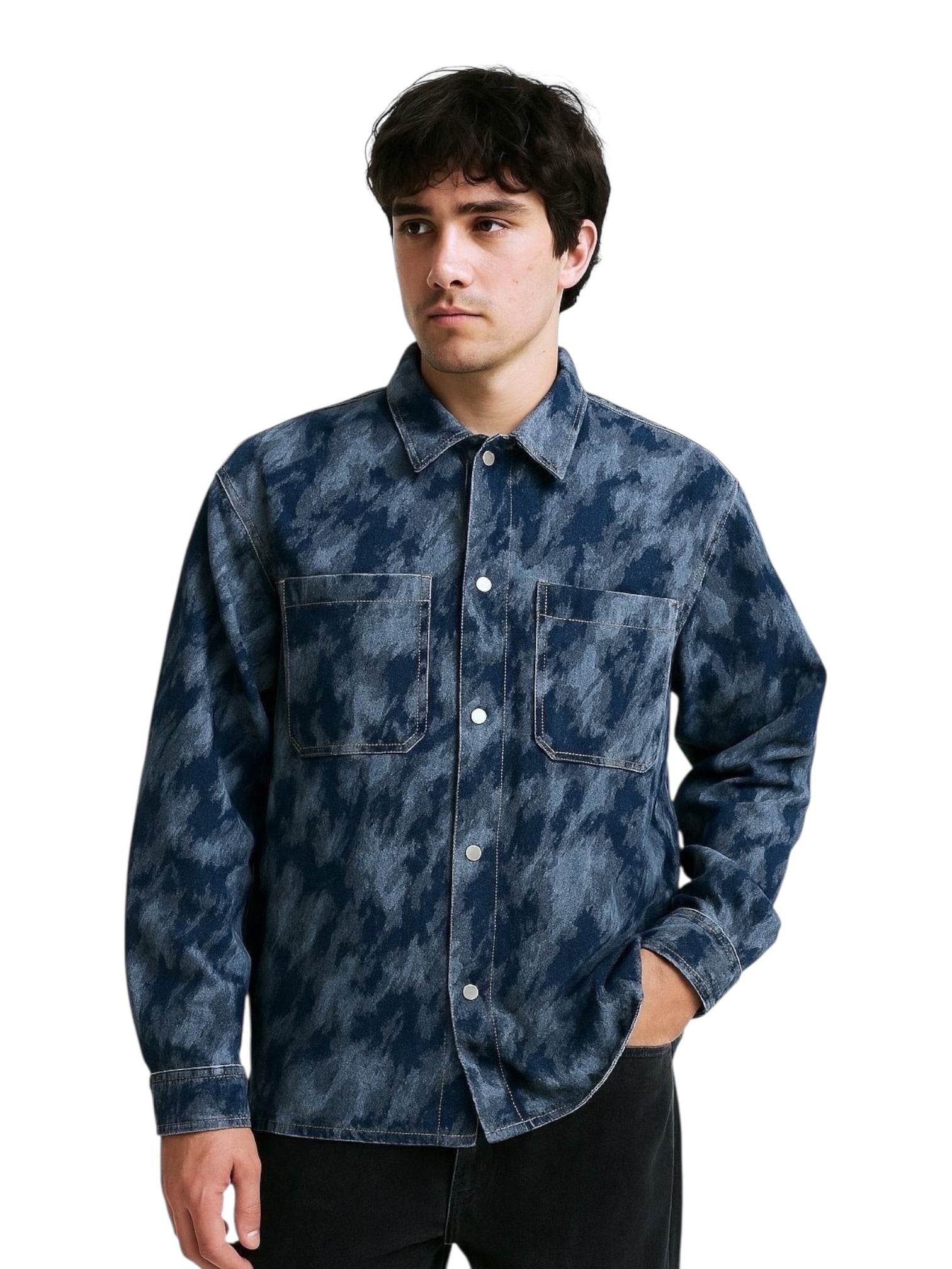 Giacca di jeans azzurra con bottoni