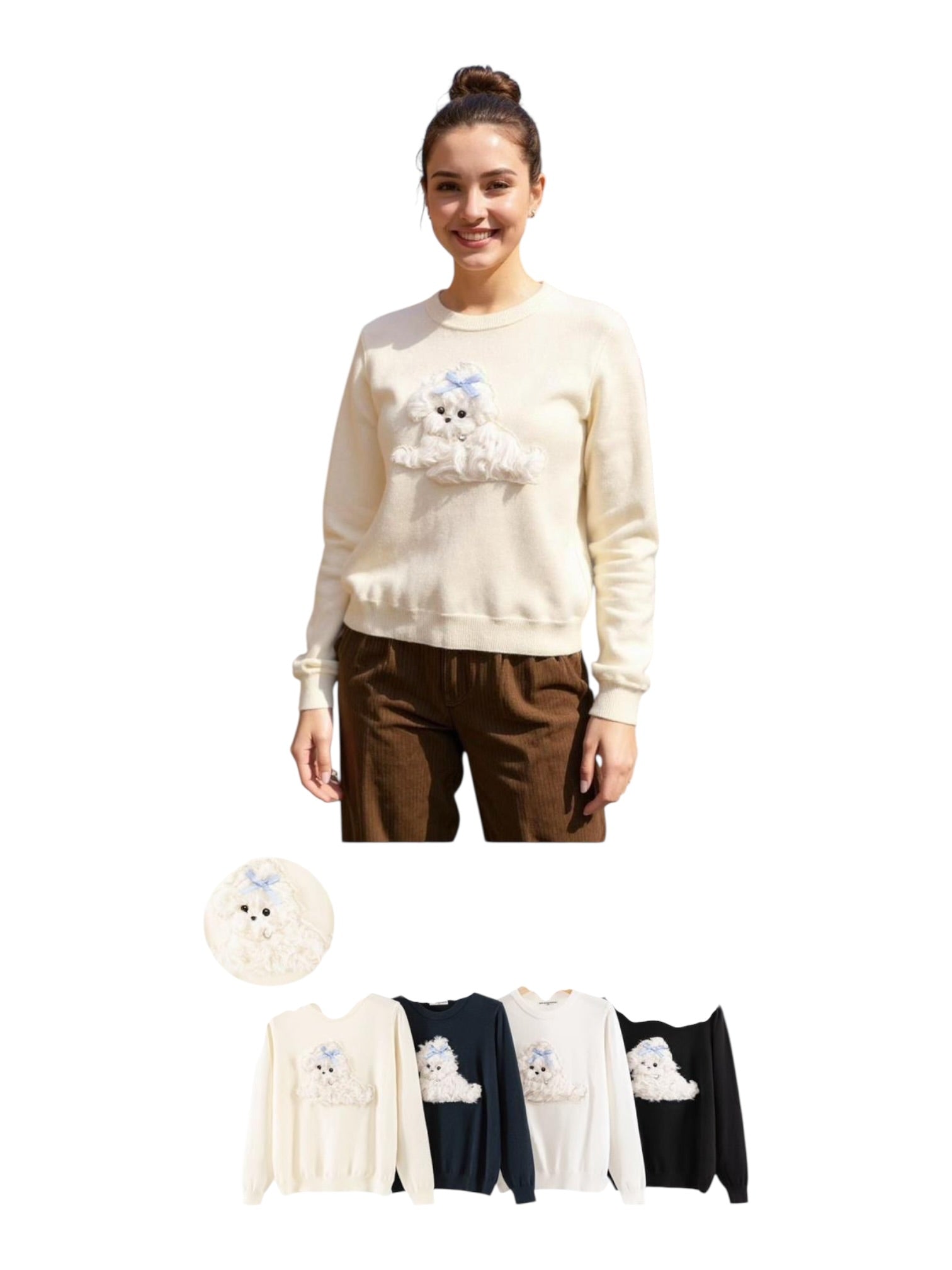 Maglione ricamo cane donna