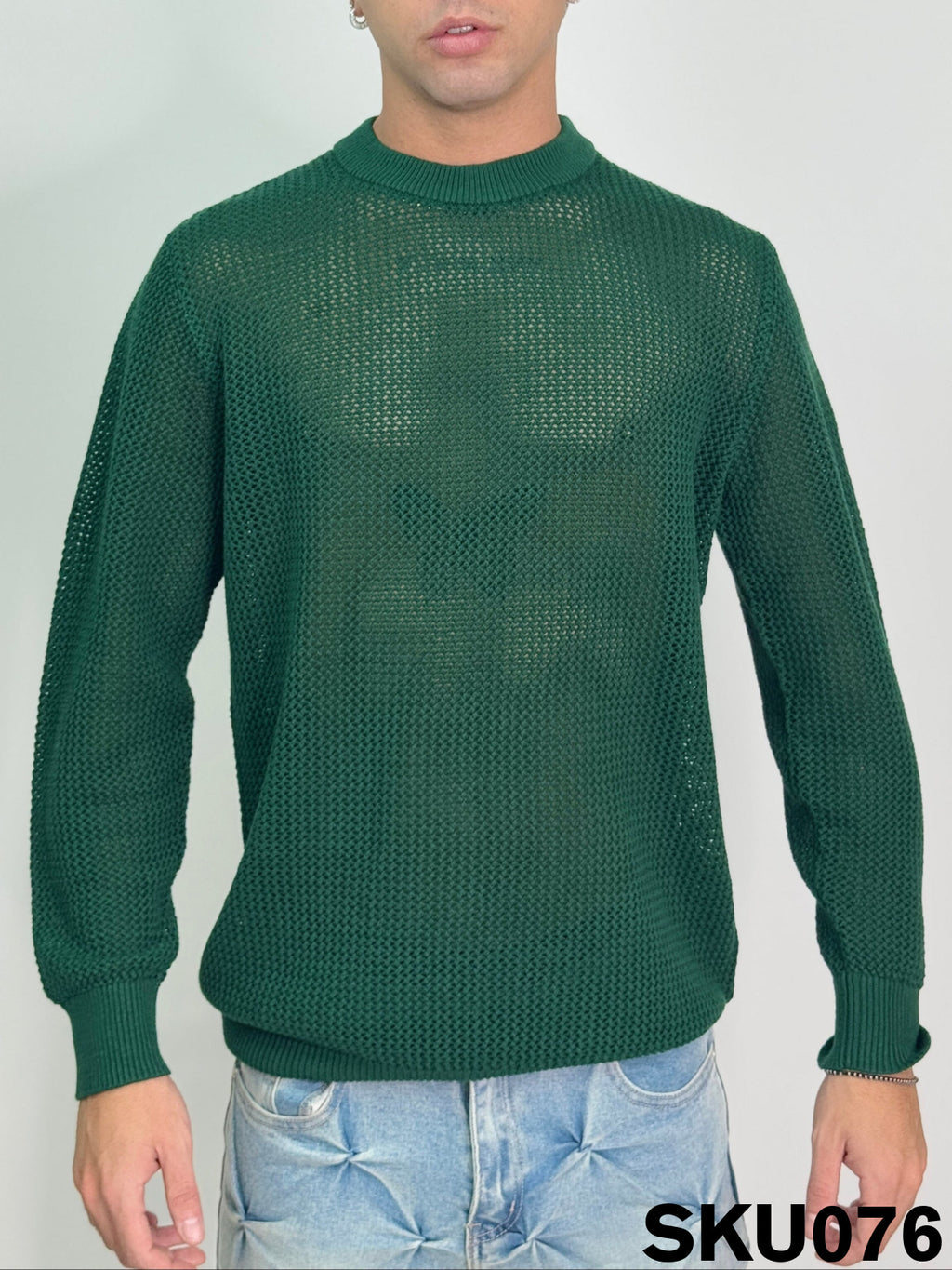 Maglione traforato verde XAVI