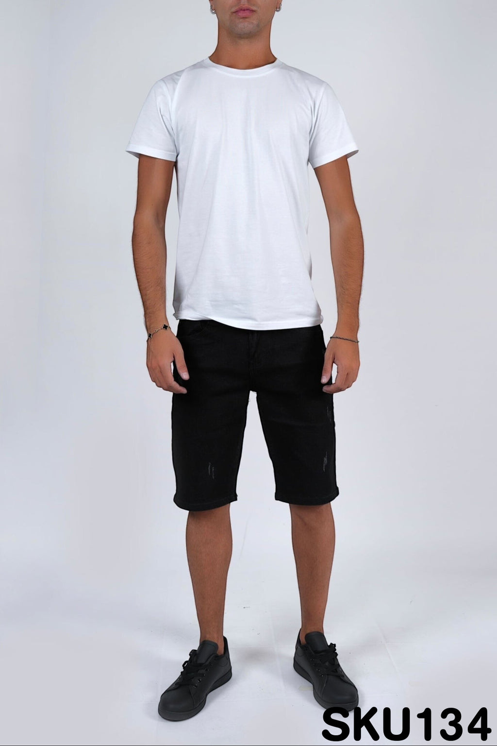 Bermuda jeans nero MICROROTTURE