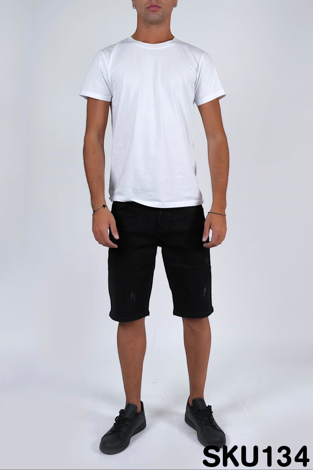 Bermuda jeans nero MICROROTTURE