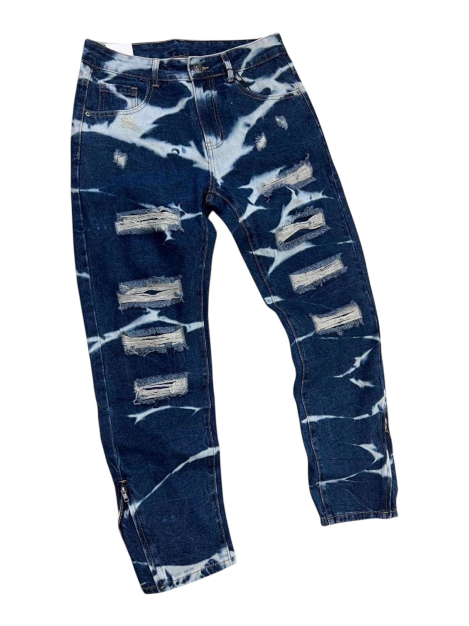 Jeans sfrangiato e spruzzato