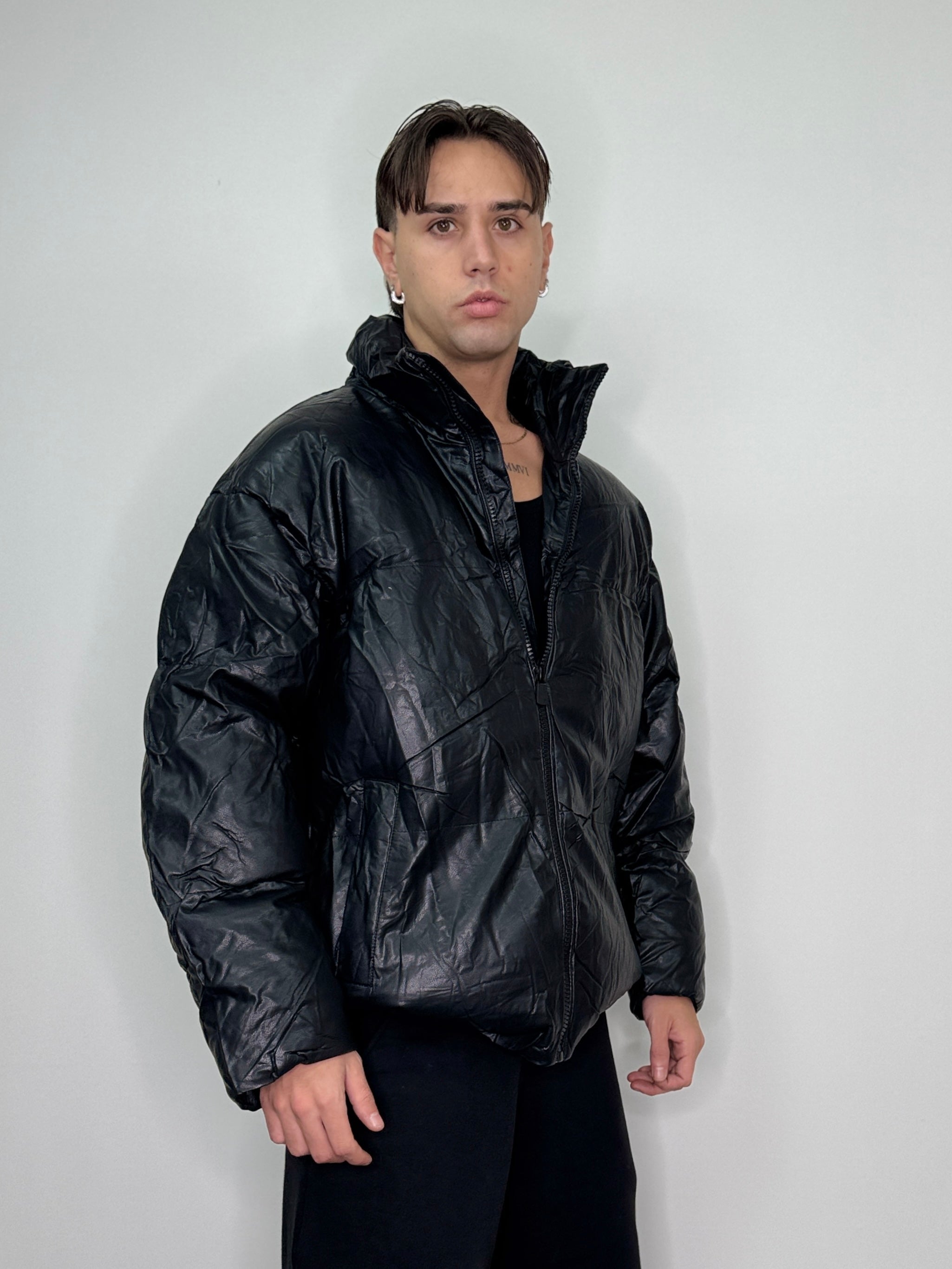 Bomber invernale zip oversize baggy nero