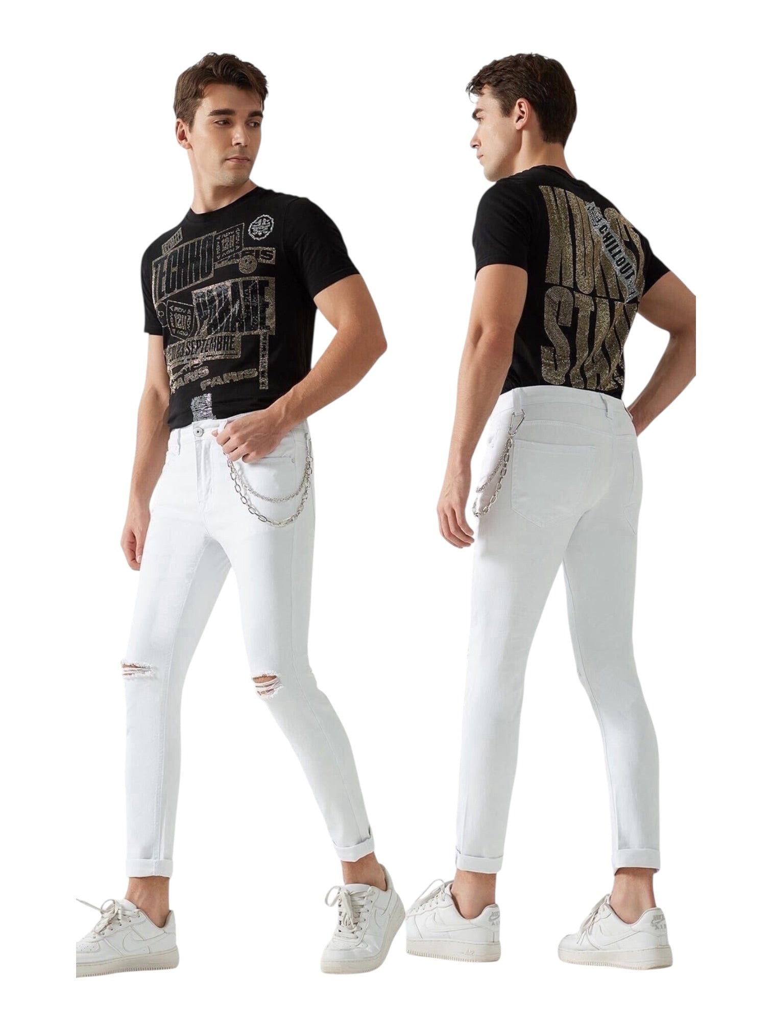 Jeans con strappo sul ginocchio