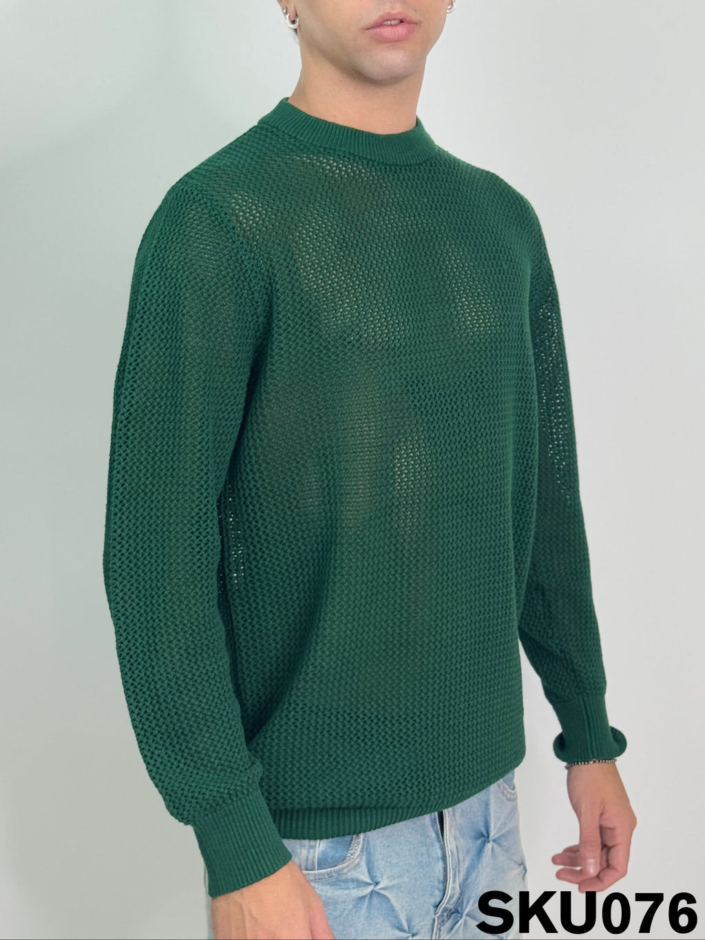 Maglione traforato verde XAVI