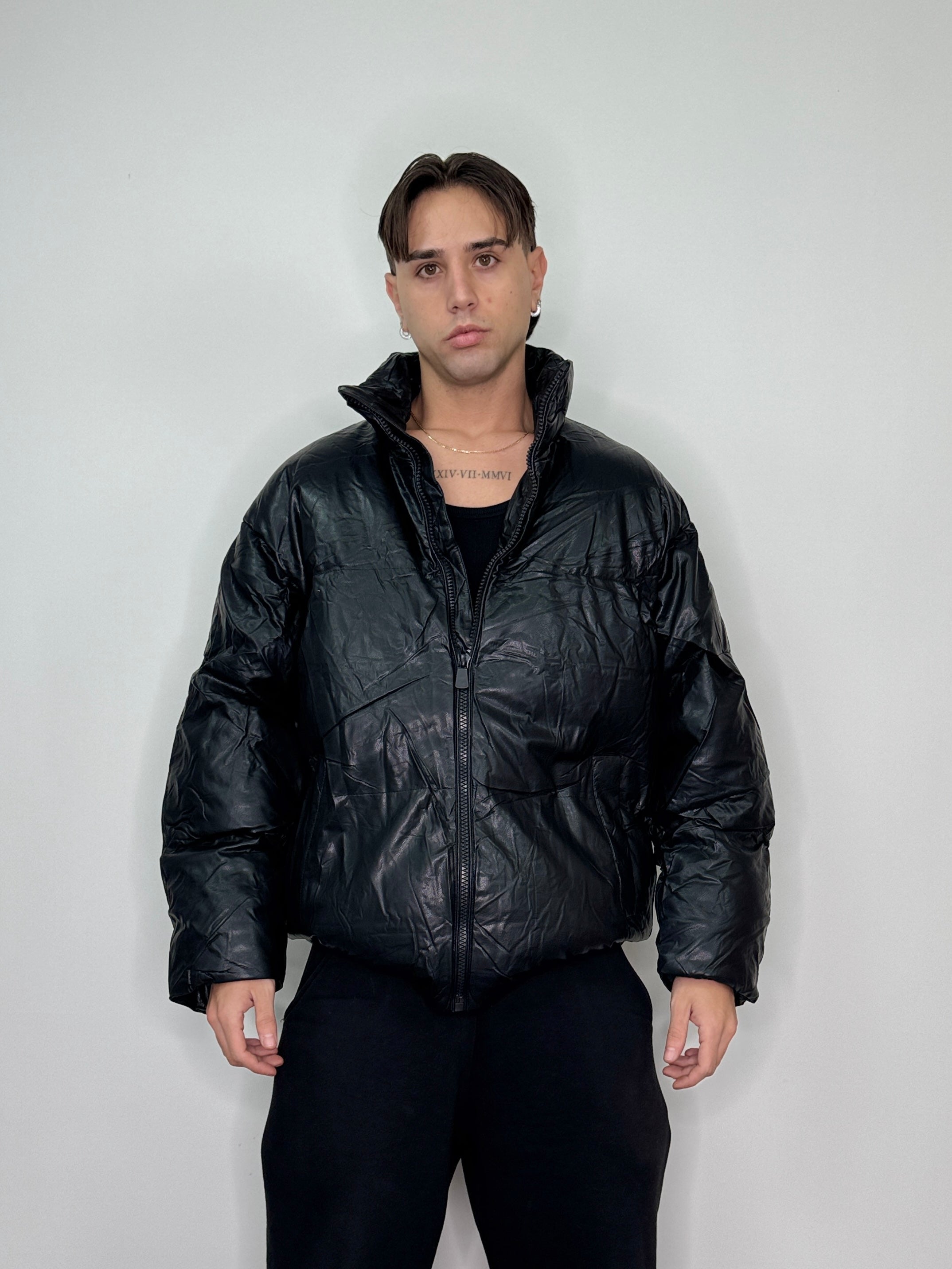 Bomber invernale zip oversize baggy nero