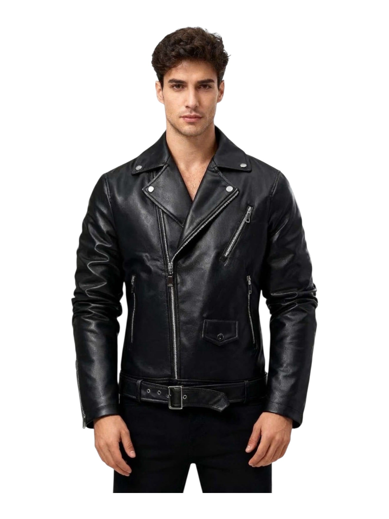 Giubbotto in ecopelle con zip e bottoni