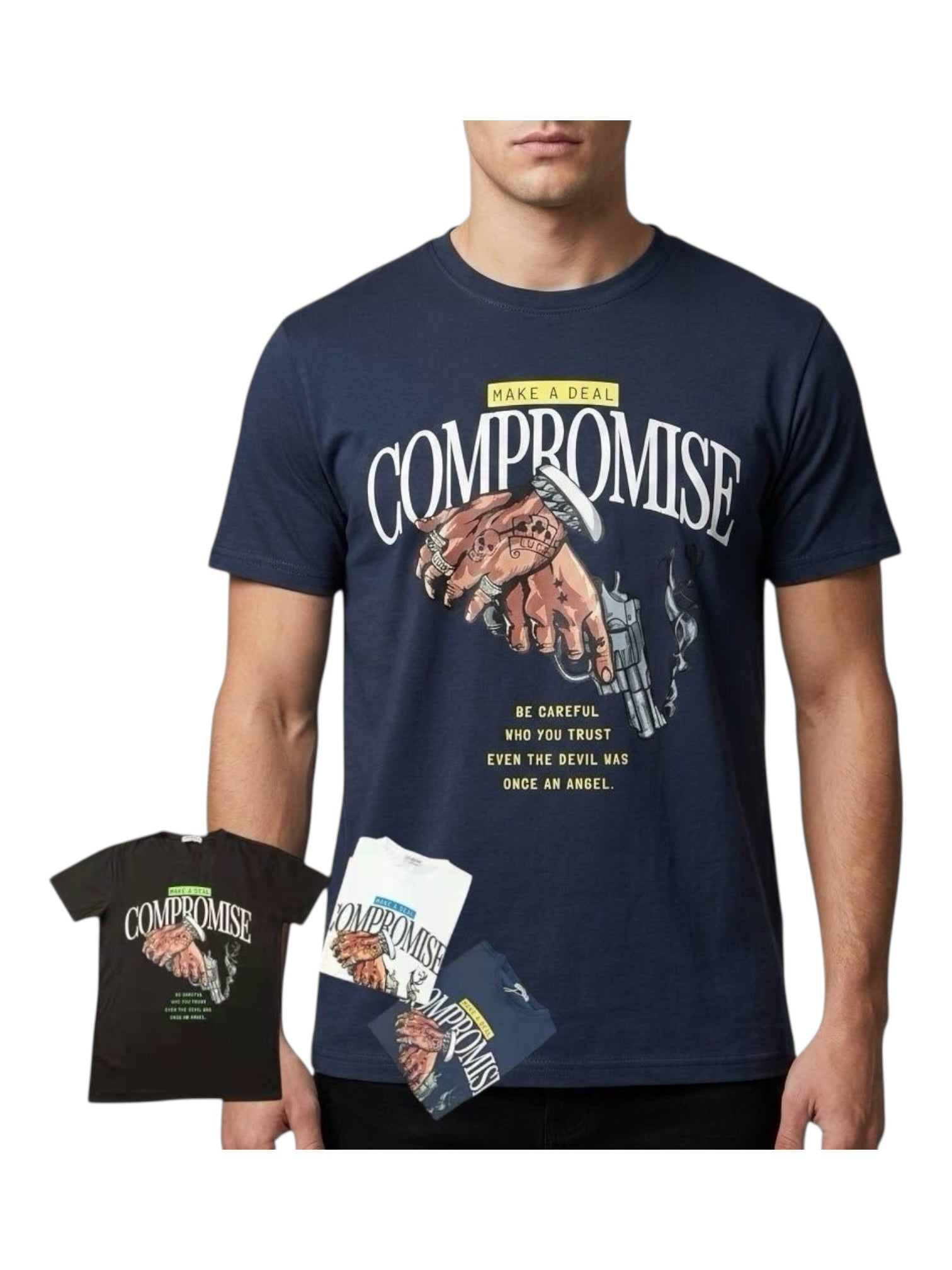 Maglia in cotone con scritta e stampa frontale