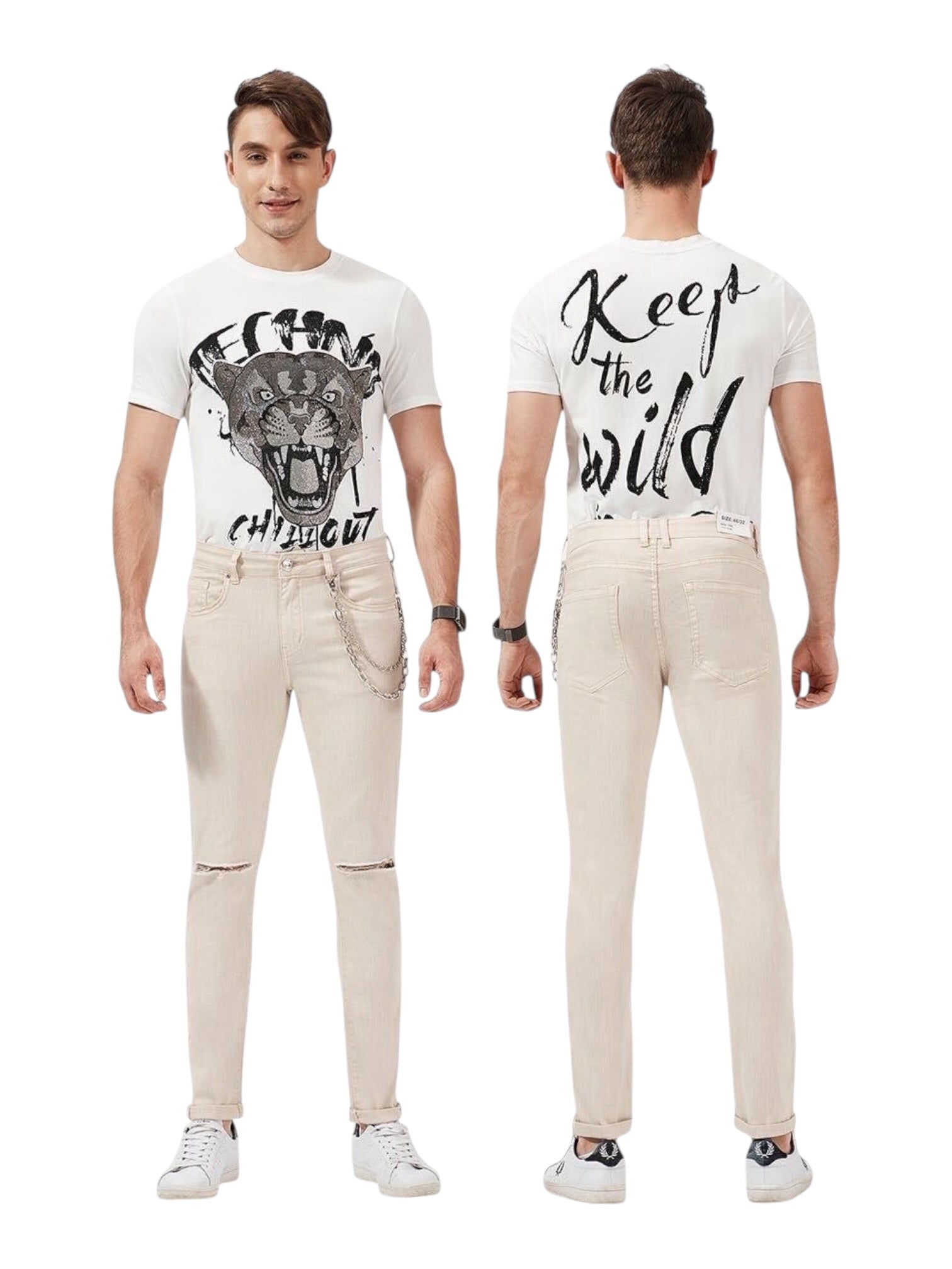 Jeans con strappo sul ginocchio