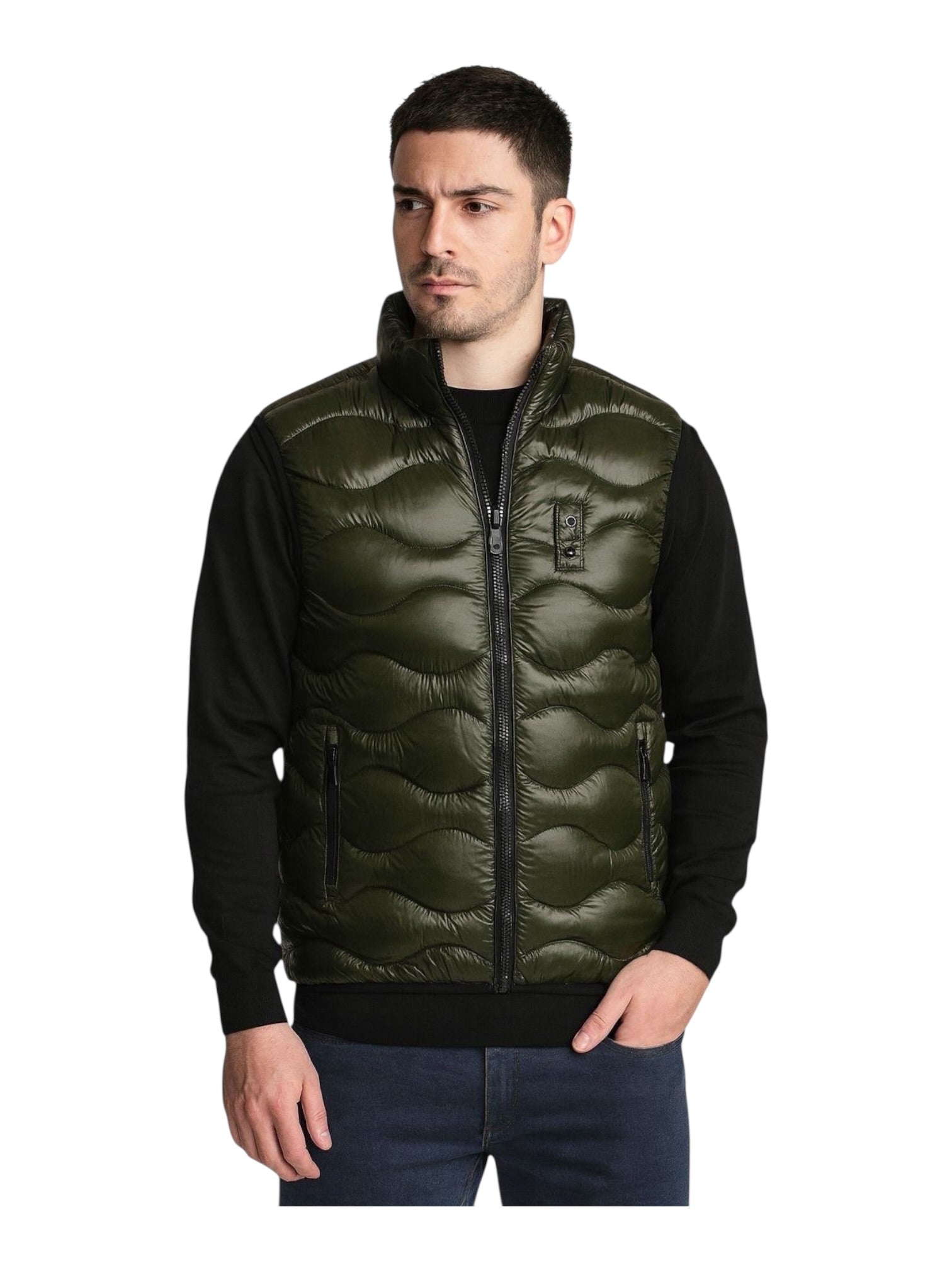 Giubbino smanicato con zip ondulato