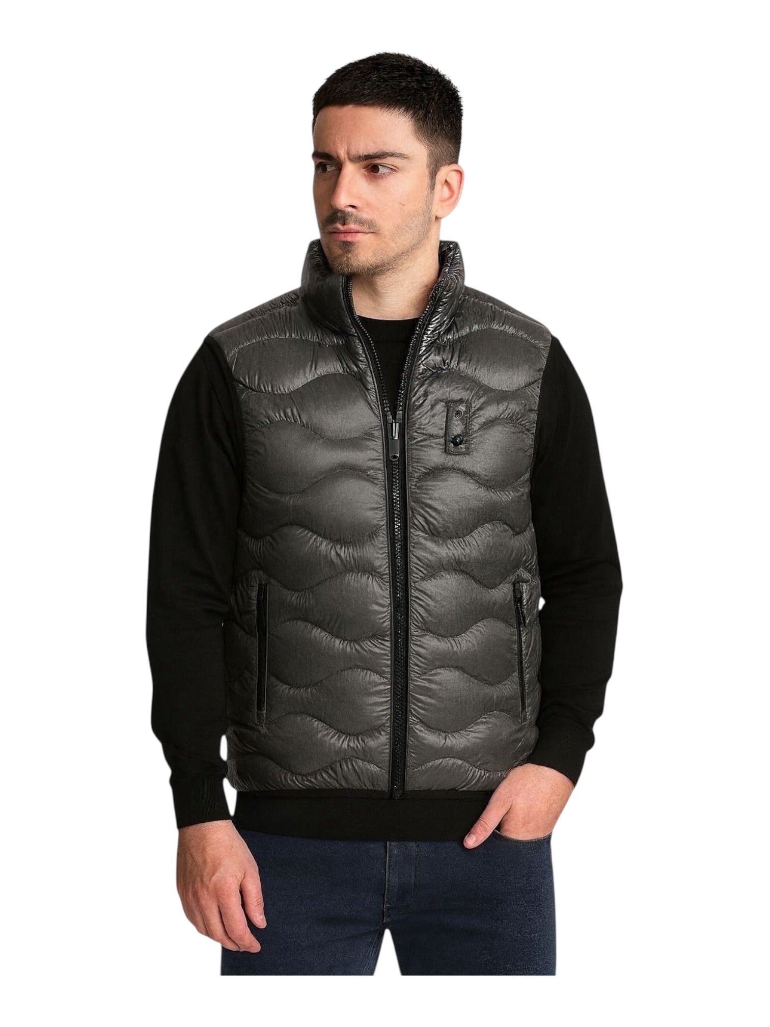 Giubbino smanicato con zip ondulato