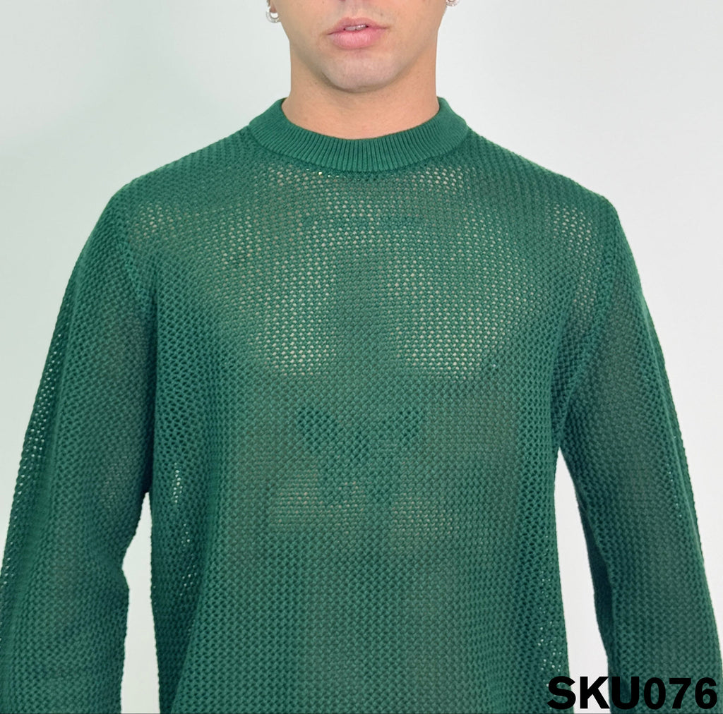 Maglione traforato verde XAVI