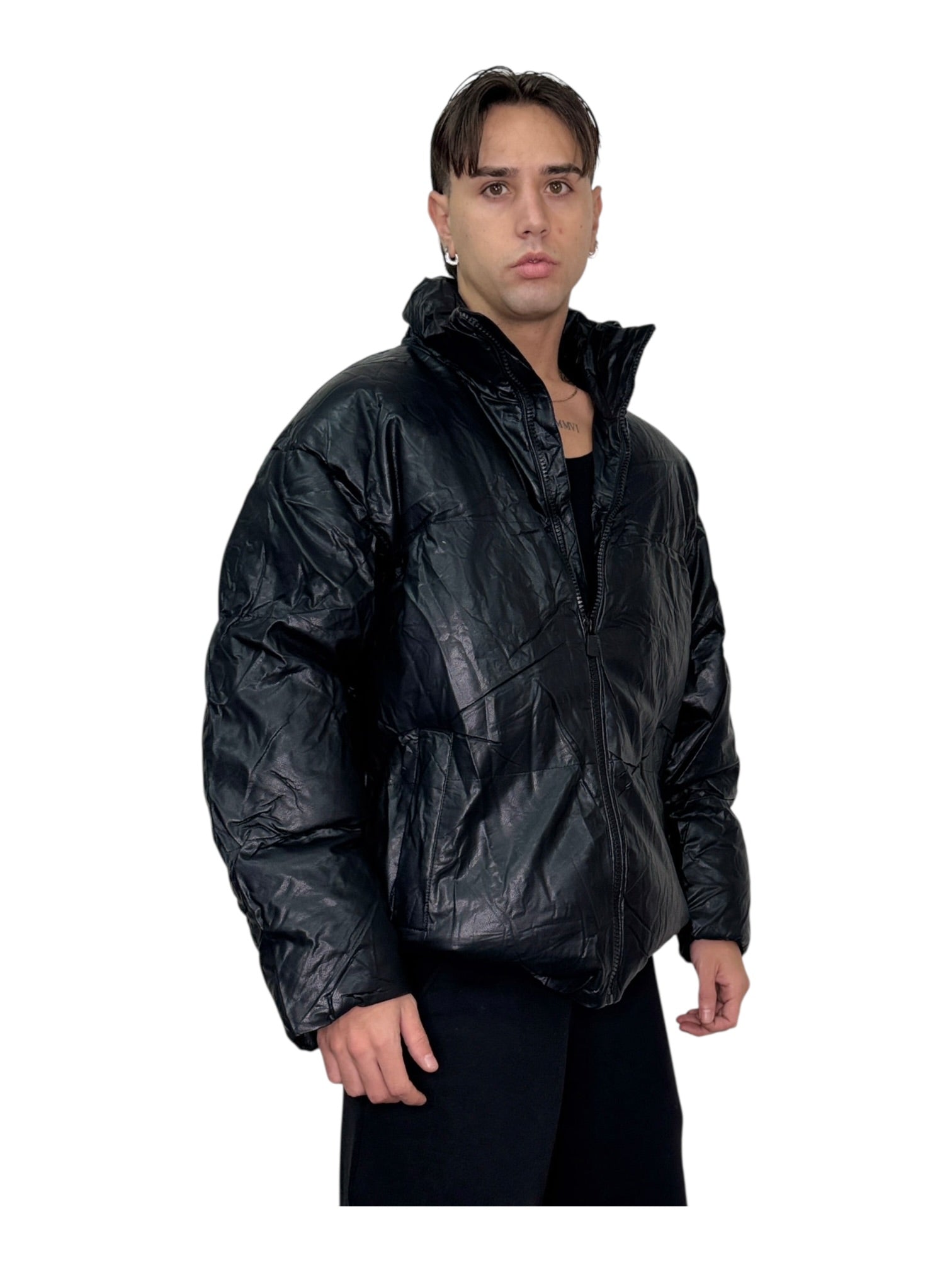 Bomber invernale zip oversize baggy nero